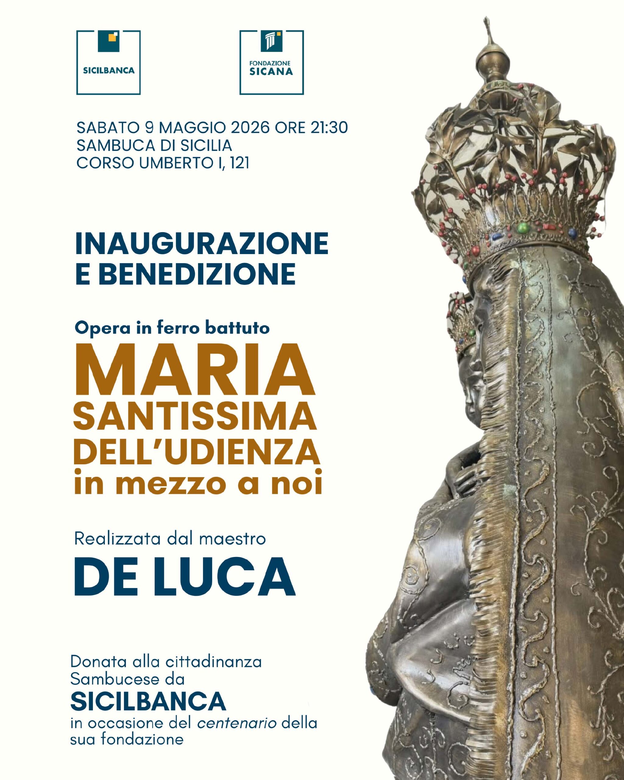 locandina inaugurazione opera Maria Santissima dell’Udienza